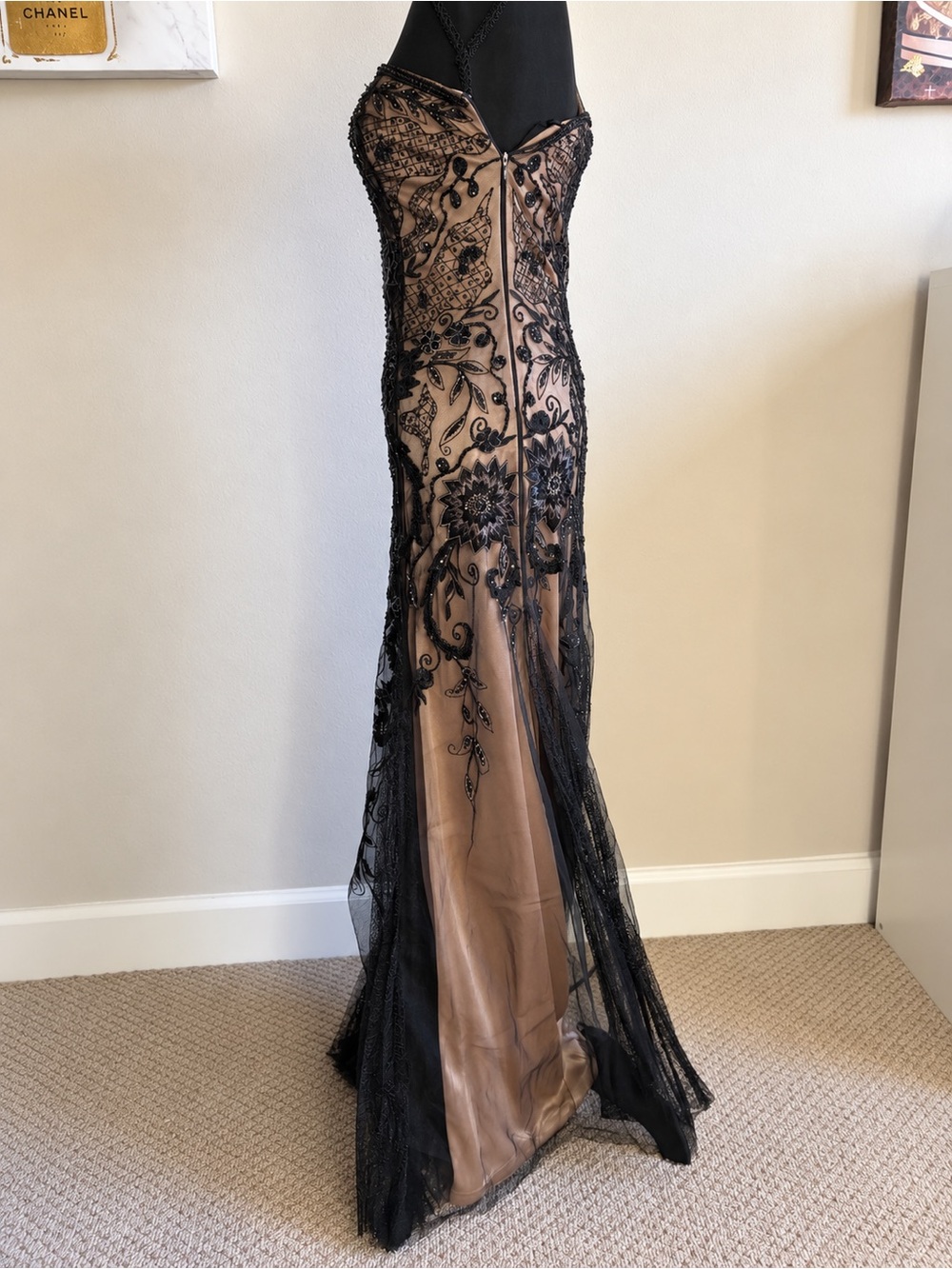 Sue Wong Nocturne One Shoulder Beaded Sequin Formal Gown Size 2 - Picture 6 of 12